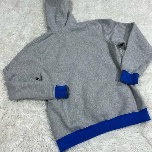 Adidas Gray & Blue Bubble logo Zip Front hooded sweatshirt jacket youth large - Picture 6 of 9